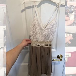 Mystique boutique lace dress with tan bottom